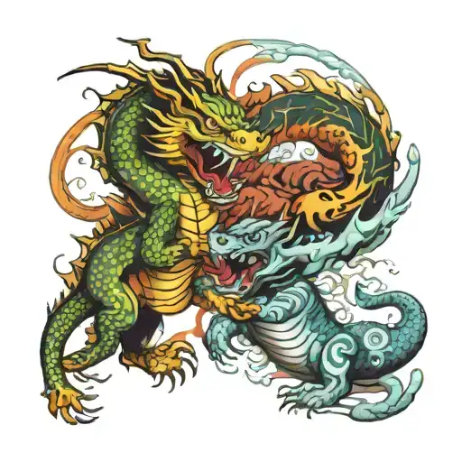 Dragon And Tiger Fighting Each Other