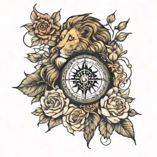 Lion Roses Compass And Landscape