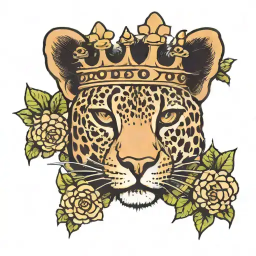 Small Leopard With Crown And Black Heart