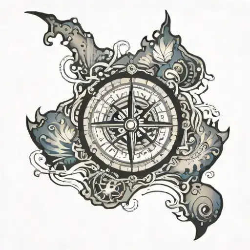 Nz Map With A Compass