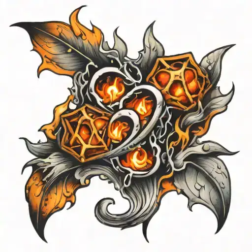 Fire And Ice Cubes With Numbers 3 And 6