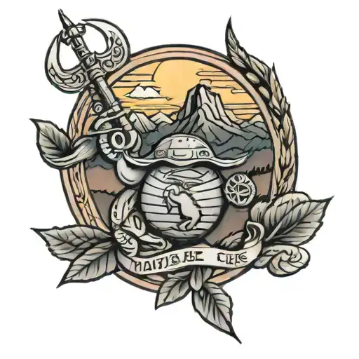 Usmc With Mountains And Tucson Sunset Sky