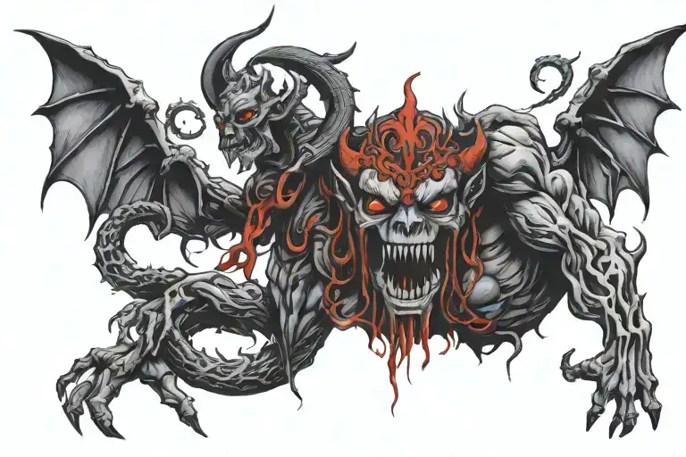 Depression Wrath All Black Human Demon Schiena