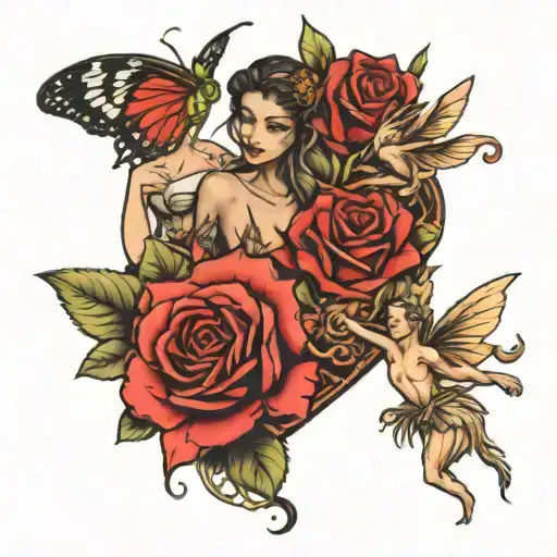 Rose And Orchid With Princess Fairies Chest