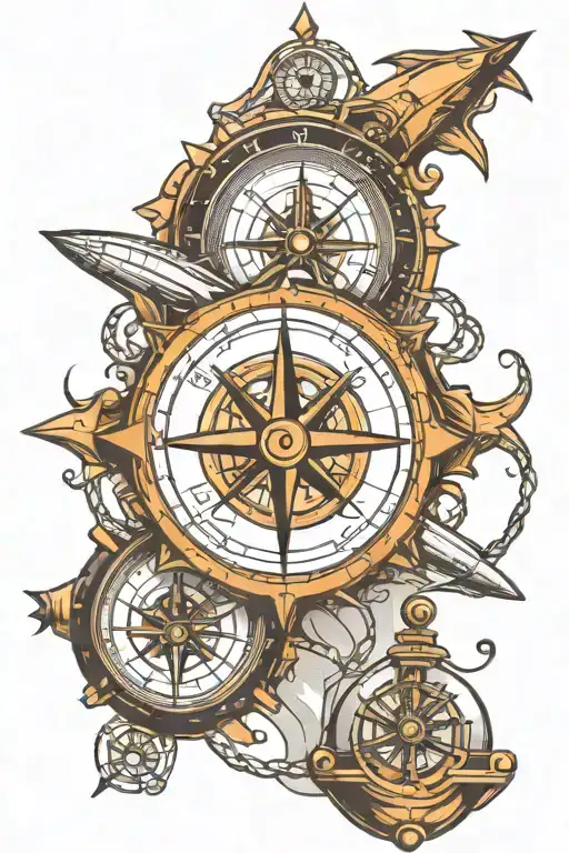 Compass With Submarines And Trident