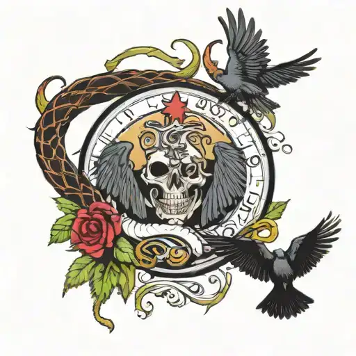 The Caduceus Snakes And Blade Kill Raven Surrounded