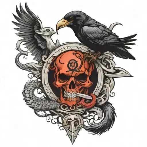 The Caduceus Snakes And Blade Kill Raven Surrounded