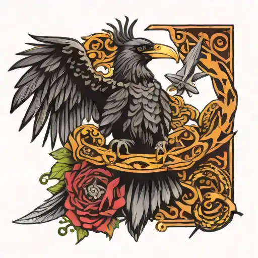 The Caduceus Snakes And Blade Kill Raven Surrounded