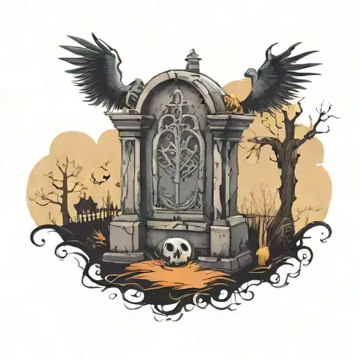 A Spooky Graveyard Scene With Tombstones And An Eerie Mist
