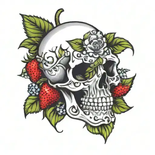 Strawberry Skull Fusion Design Combining