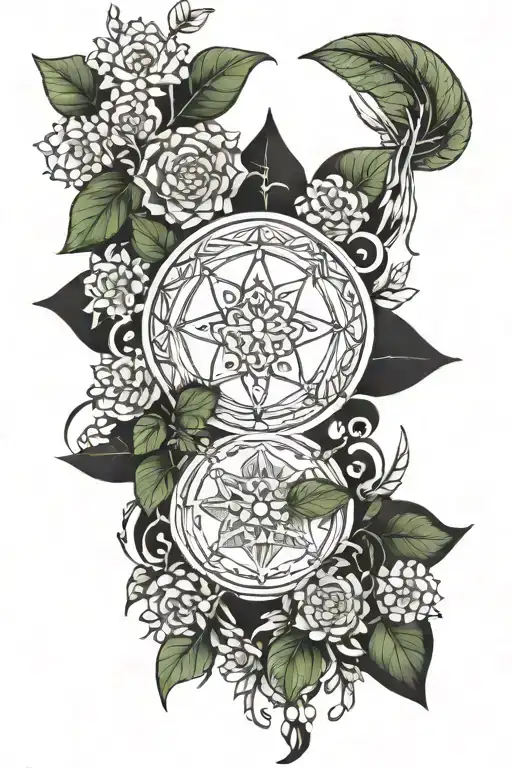 A Mandala Design Incorporating Cooking Utensils And Healing Herbs