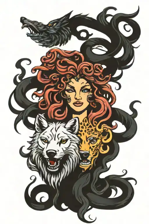 Medusa And Wolf Head