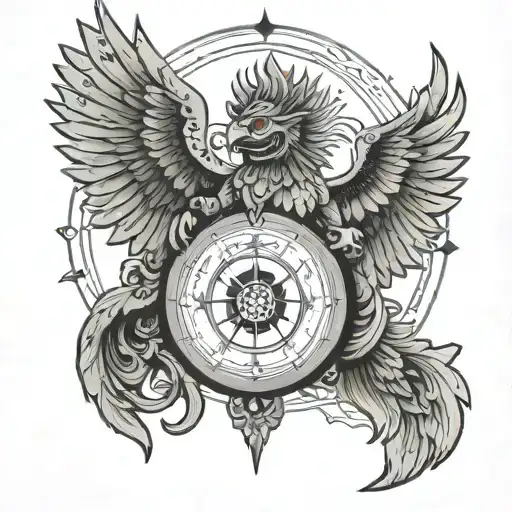 Spirited Garuda With Compass And Quote In Hindi