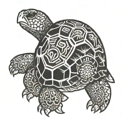 Spiritual Turtle Tattoo Design Black