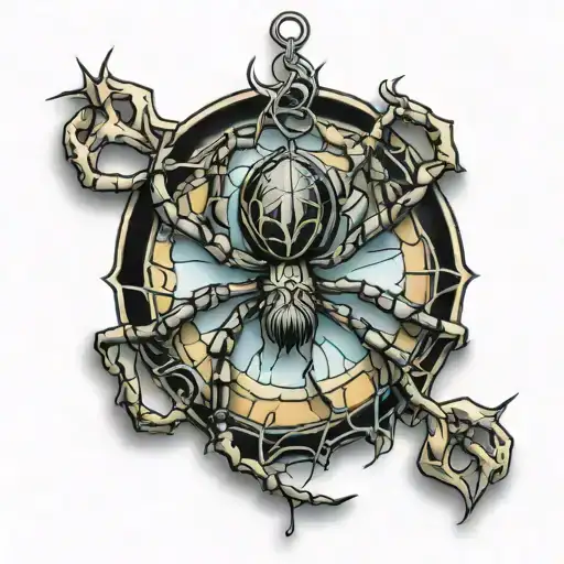 Spider Hanging From Phoniex