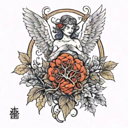 Angel And Tree Growing