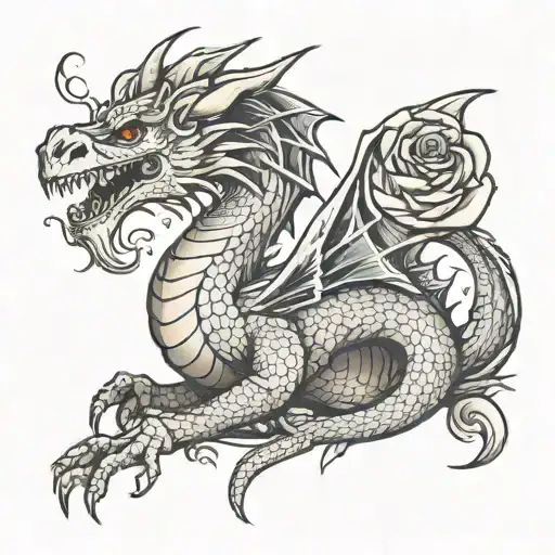 A Dragon Based On The Welsh Dragon Holding A Rose Like The One In Beauty And The Beast