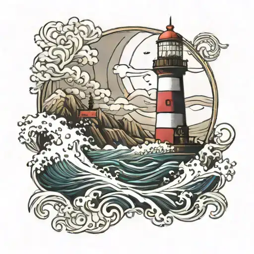 Waves And Lighthouse