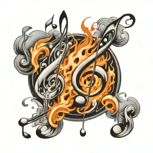 Combining Music Notes Floating In Smoke