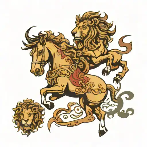 Spain And Italy Heritage Horse Bull And Lion