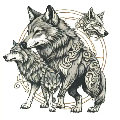 Wolf Protecting His Family