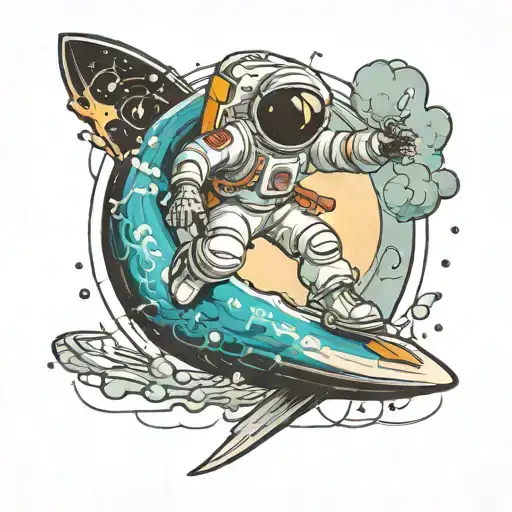 Astronaut Surfing Up Dna Strand Toward Space