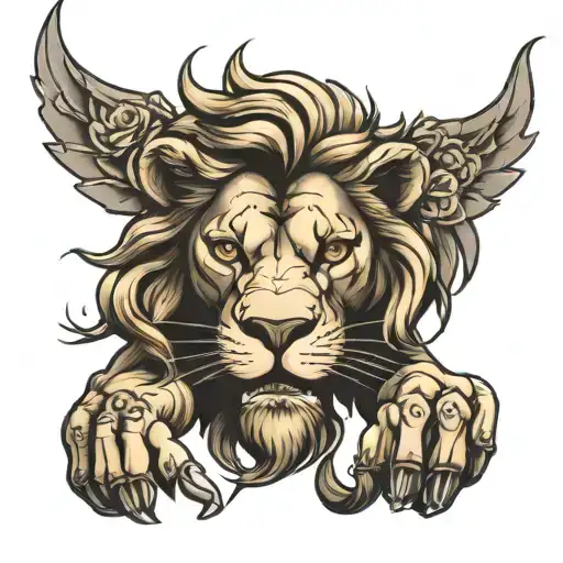 Lion Hand Tattoo Black Grey