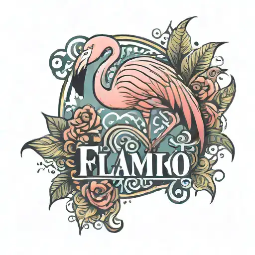 Flamingo With Fla-fla Words Written