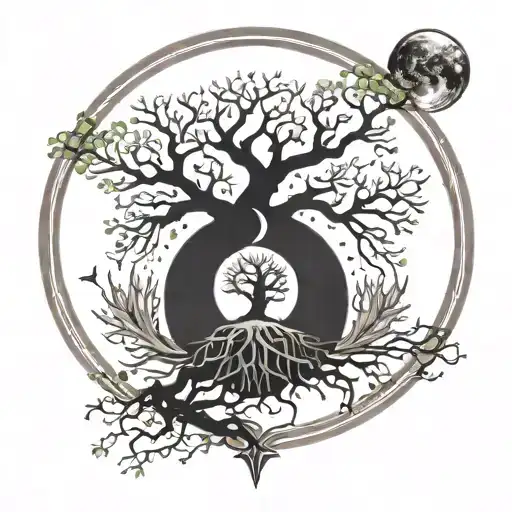 Yggdrasil And A Moon Surrounded