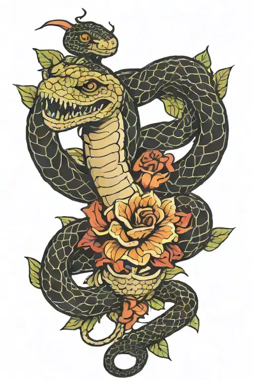 Rase With Stem And Snake Wrapped Loosely