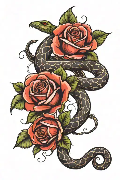 Rose With Stem And Snake Wrapped Loosely
