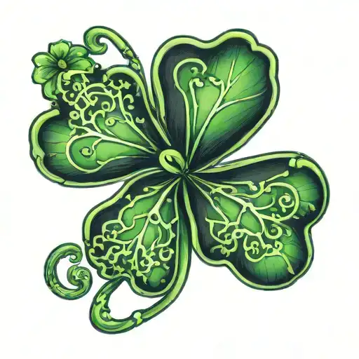 Four Leaf Clover For Leg Sleeeve Words No Limits