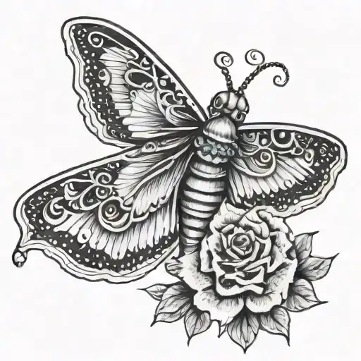 Moth Shoulder Feminine Dotwork Lady