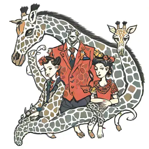 Family Giraffe Man Wife Son Daughter Music