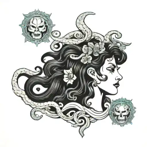 Medusa And La Llrona Tatoo Design