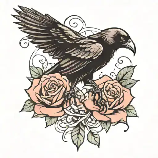 Crow Dropping A Rose