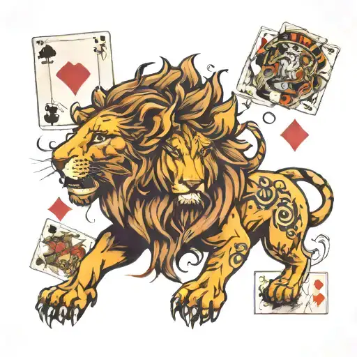 Lion And Play Cards