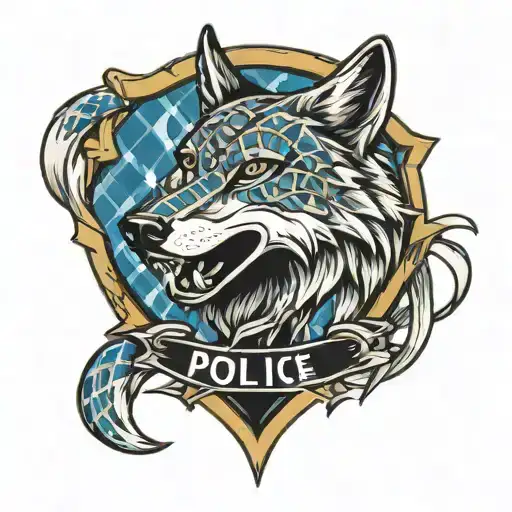 Police Shield Army Tartan Wolf