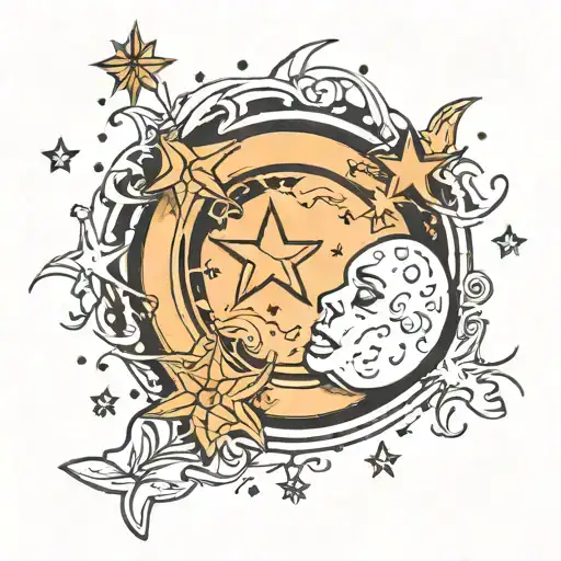 Moon And 6 Stars
