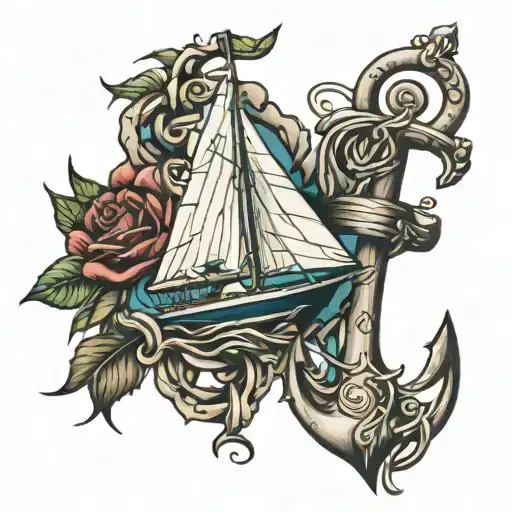 Matching Tattoos Sailboat And Anchor