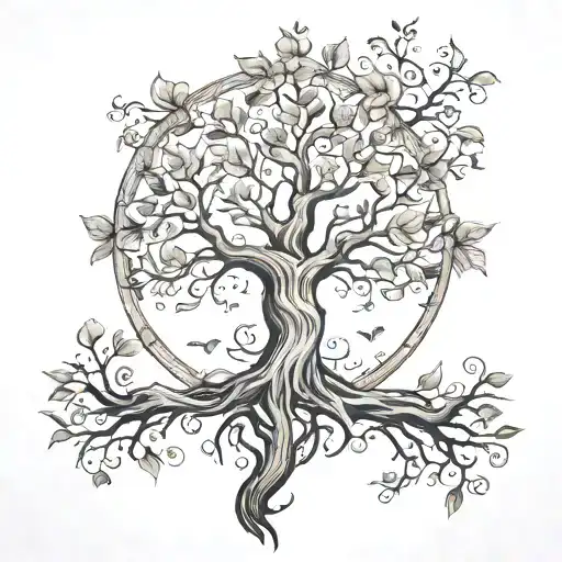 Half And Have Family Tree Growing