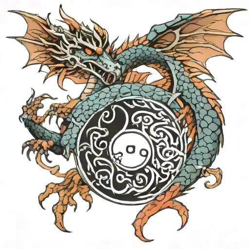 Dragon Holding Yin Yang Symbol