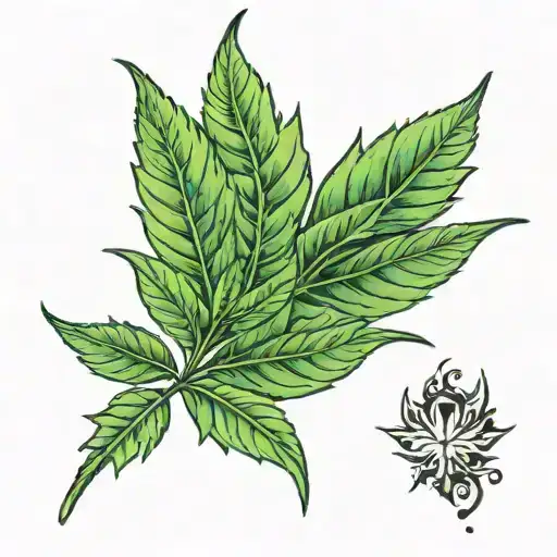 Weed Leaf With Old English