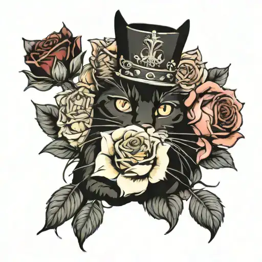 Cats And Roses And Crown