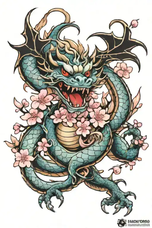 Dragon With Cherry Blossoms