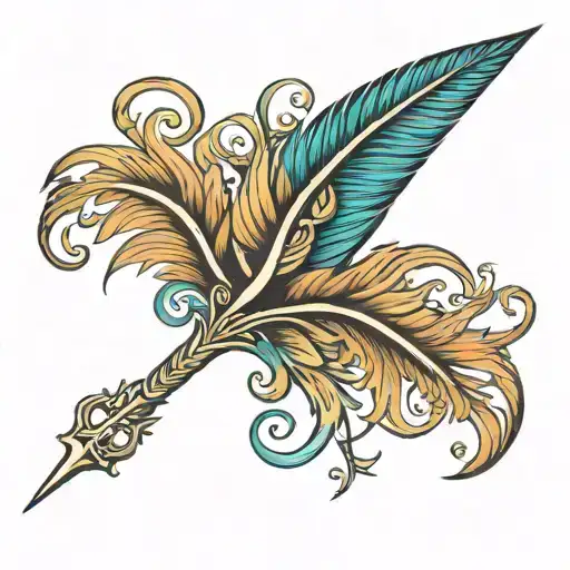 Half Peacock Feather And Trishul Trident