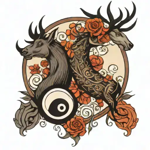 Stag And Yinyang Pisces Sign