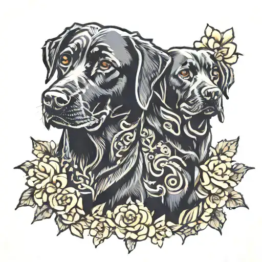 2 Black Labrador Retrievers