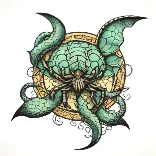 Spider On Mermaid Scale With Zipper