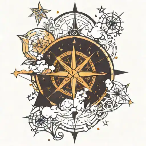 Compass Rose And Constellation Made